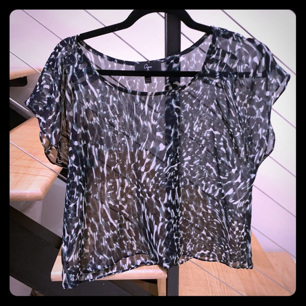 AQUA sheer printed crop top